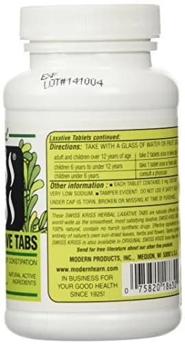 Swiss Kriss Herbal Laxative Tablets 250 Count (Pack of 2) | Gentle Constipation Relief in 6-12 Hours thumbnail 4