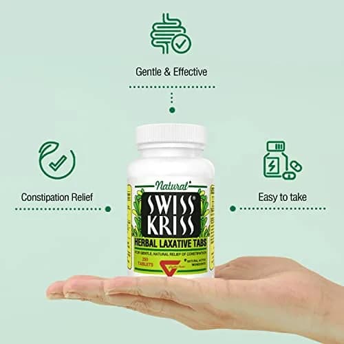 Swiss Kriss Herbal Laxative Tablets 250 Count (Pack of 2) | Gentle Constipation Relief in 6-12 Hours thumbnail 7