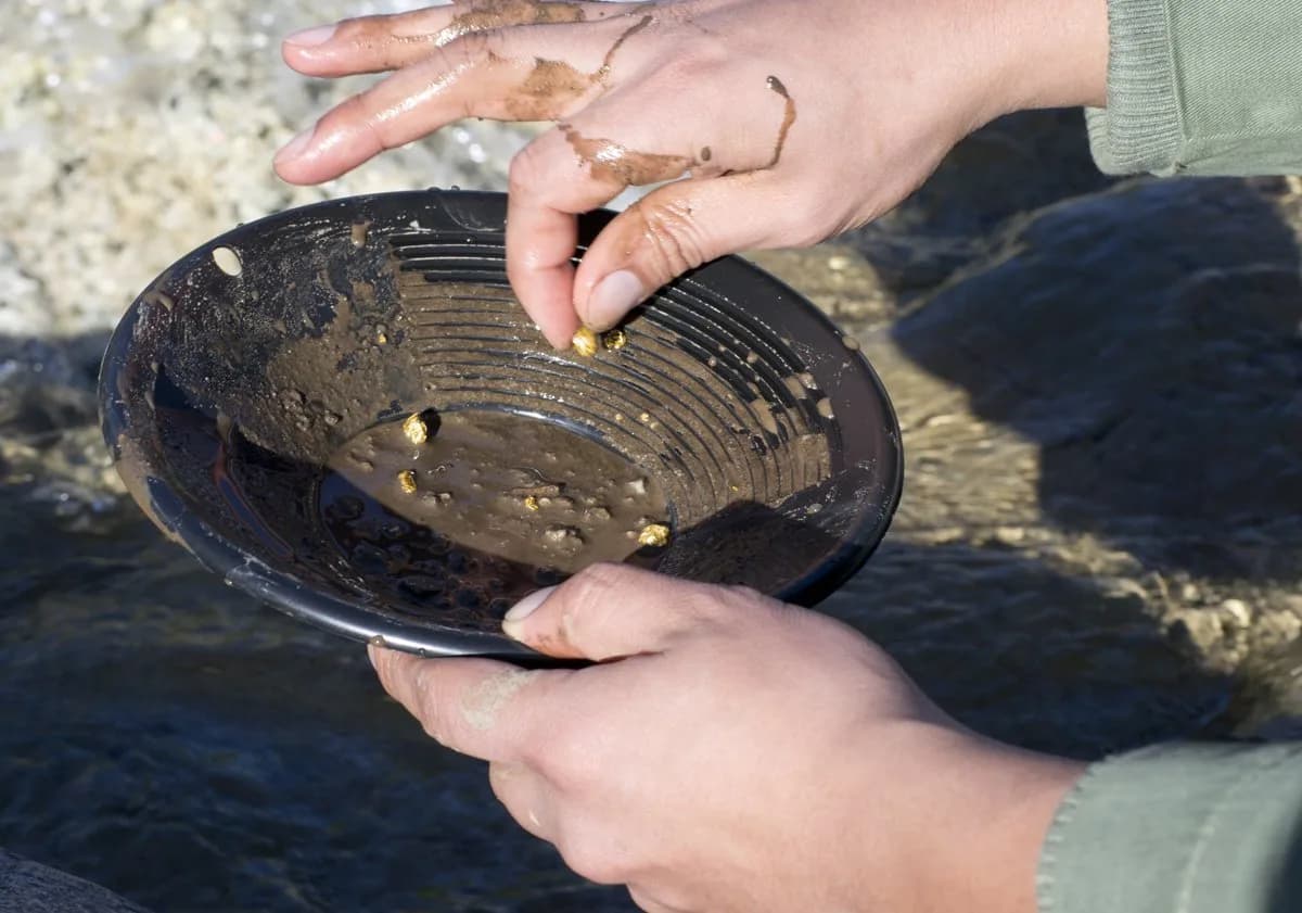 SE 8 Inch Black Plastic Gold Panning Pan with Dual Riffles | Lightweight Prospecting Tool thumbnail 2