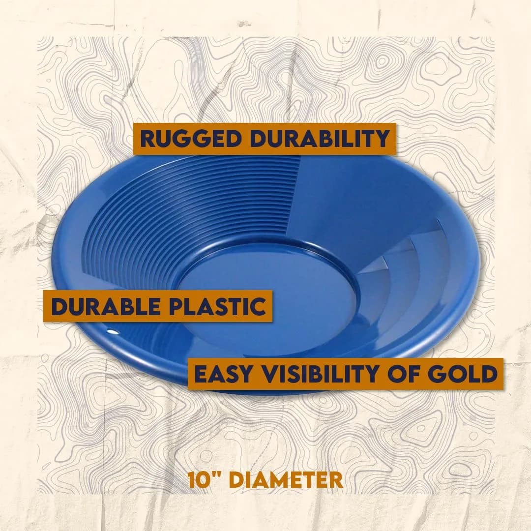 SE 10 Inch Blue Plastic Gold Panning Pan with Dual Riffles | Lightweight & Durable - view 3
