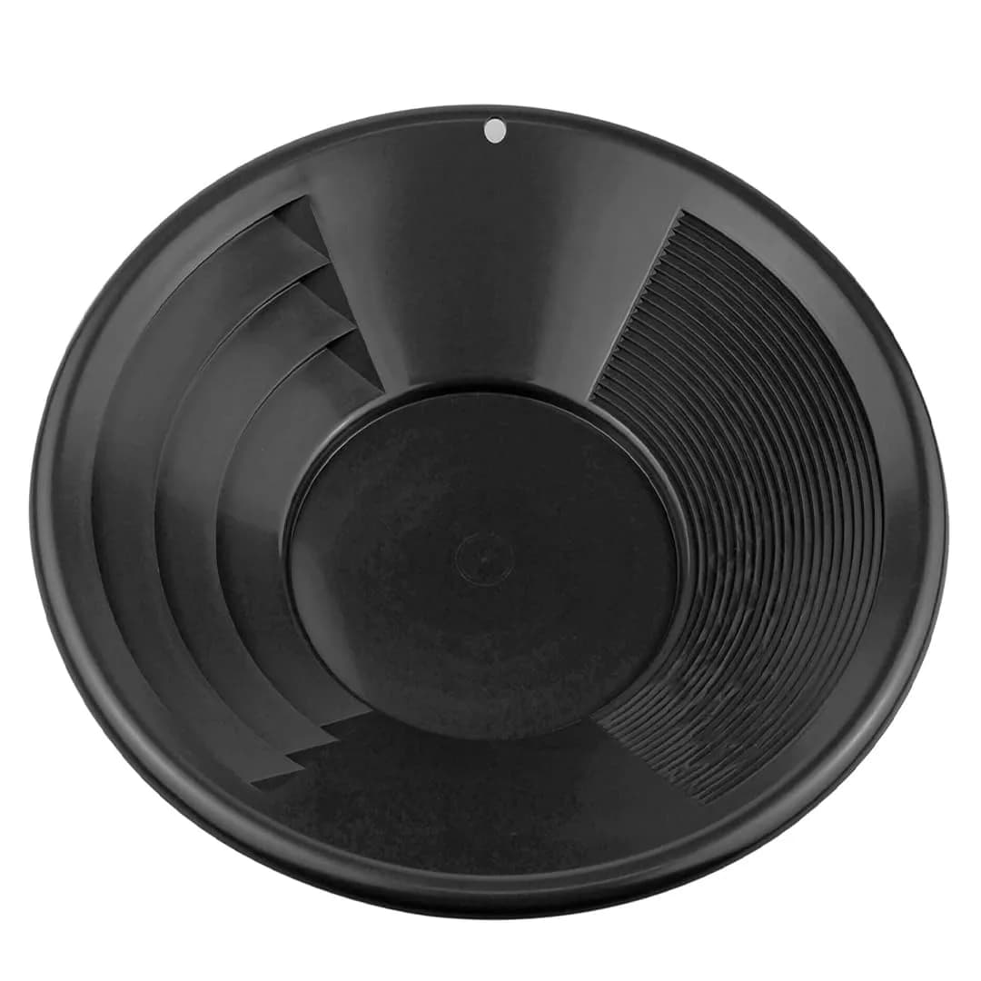 SE 12 Inch Black Plastic Gold Pan with Riffles for Prospecting - main product image