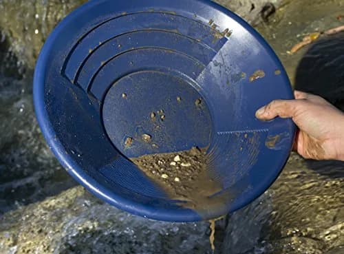 SE 12 Inch Blue Plastic Gold Panning Pan with Dual Riffles | Lightweight Prospecting Tool thumbnail 2