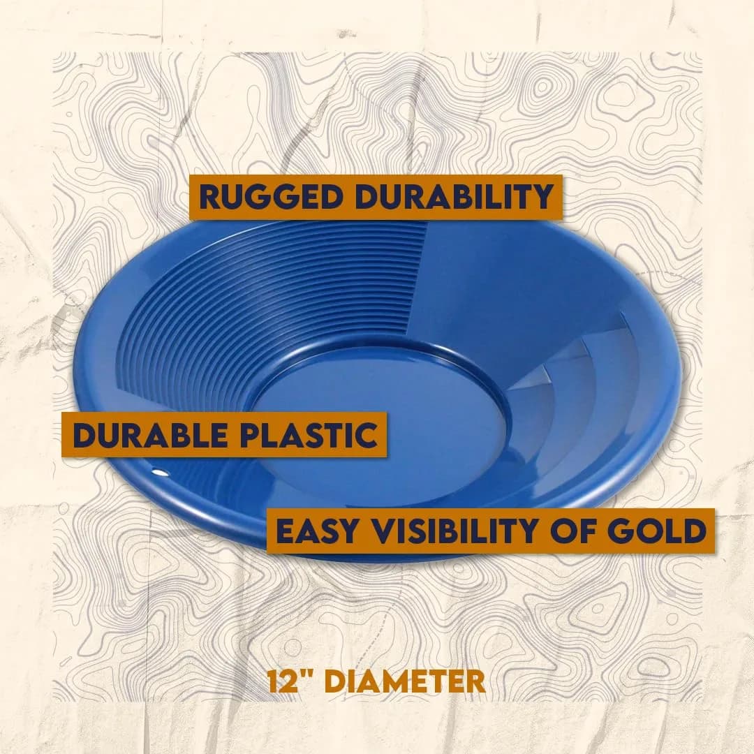 SE 12 Inch Blue Plastic Gold Panning Pan with Dual Riffles | Lightweight Prospecting Tool - view 3