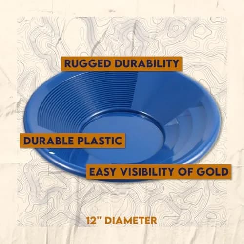 SE 12 Inch Blue Plastic Gold Panning Pan with Dual Riffles | Lightweight Prospecting Tool thumbnail 3