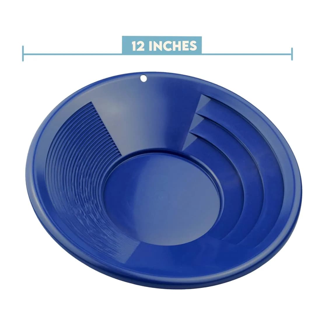 SE 12 Inch Blue Plastic Gold Panning Pan with Dual Riffles | Lightweight Prospecting Tool - view 4