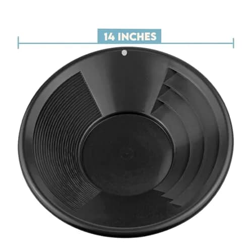 SE 14 Inch Black Plastic Gold Panning Pan with Dual Riffles | Lightweight & Durable thumbnail 4