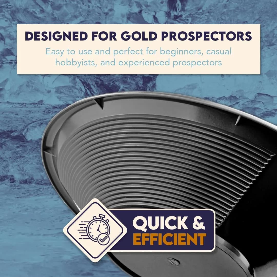 SE 14 Inch Black Plastic Gold Panning Pan with Dual Riffles | Lightweight & Durable - view 6