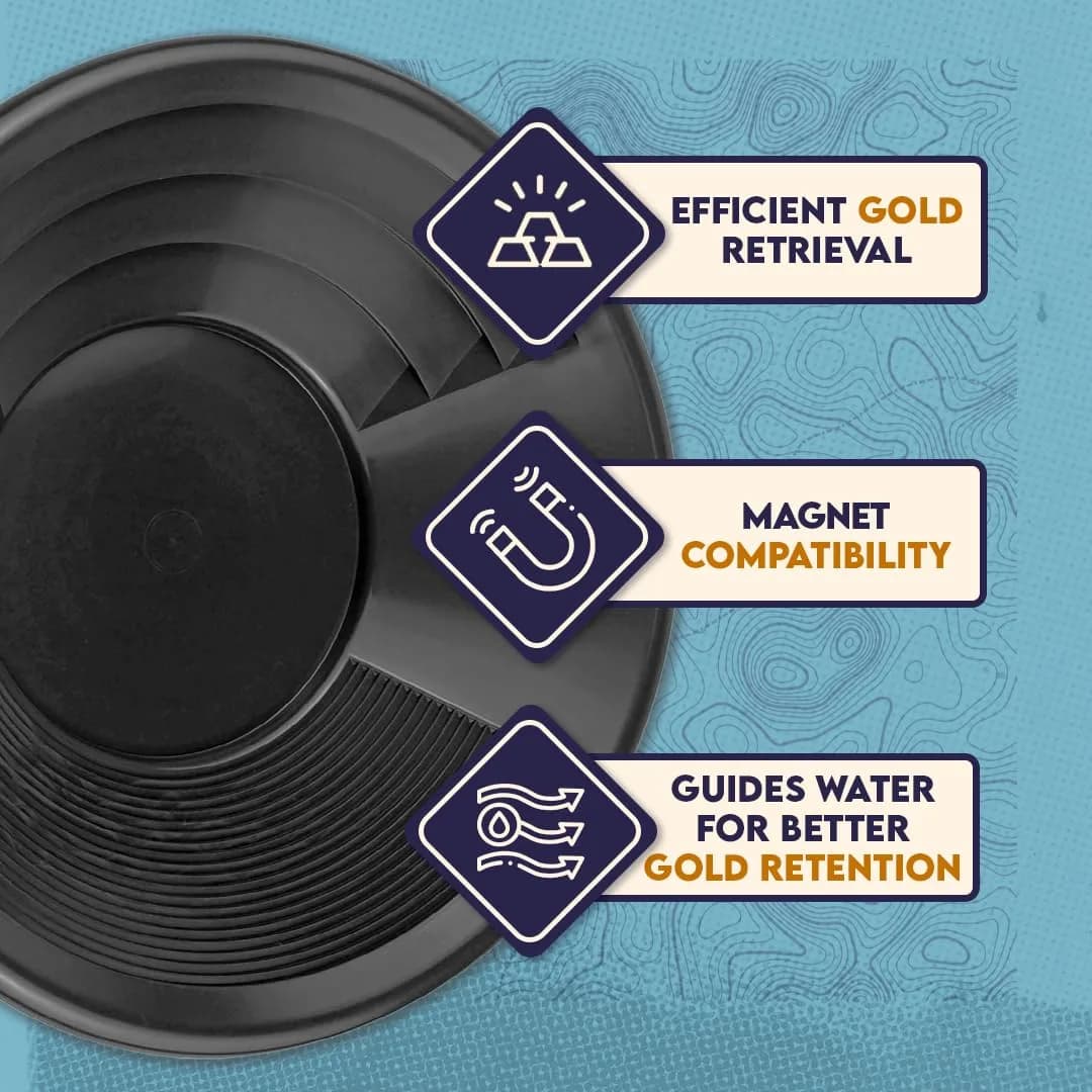 SE 14 Inch Black Plastic Gold Panning Pan with Dual Riffles | Lightweight & Durable - view 7