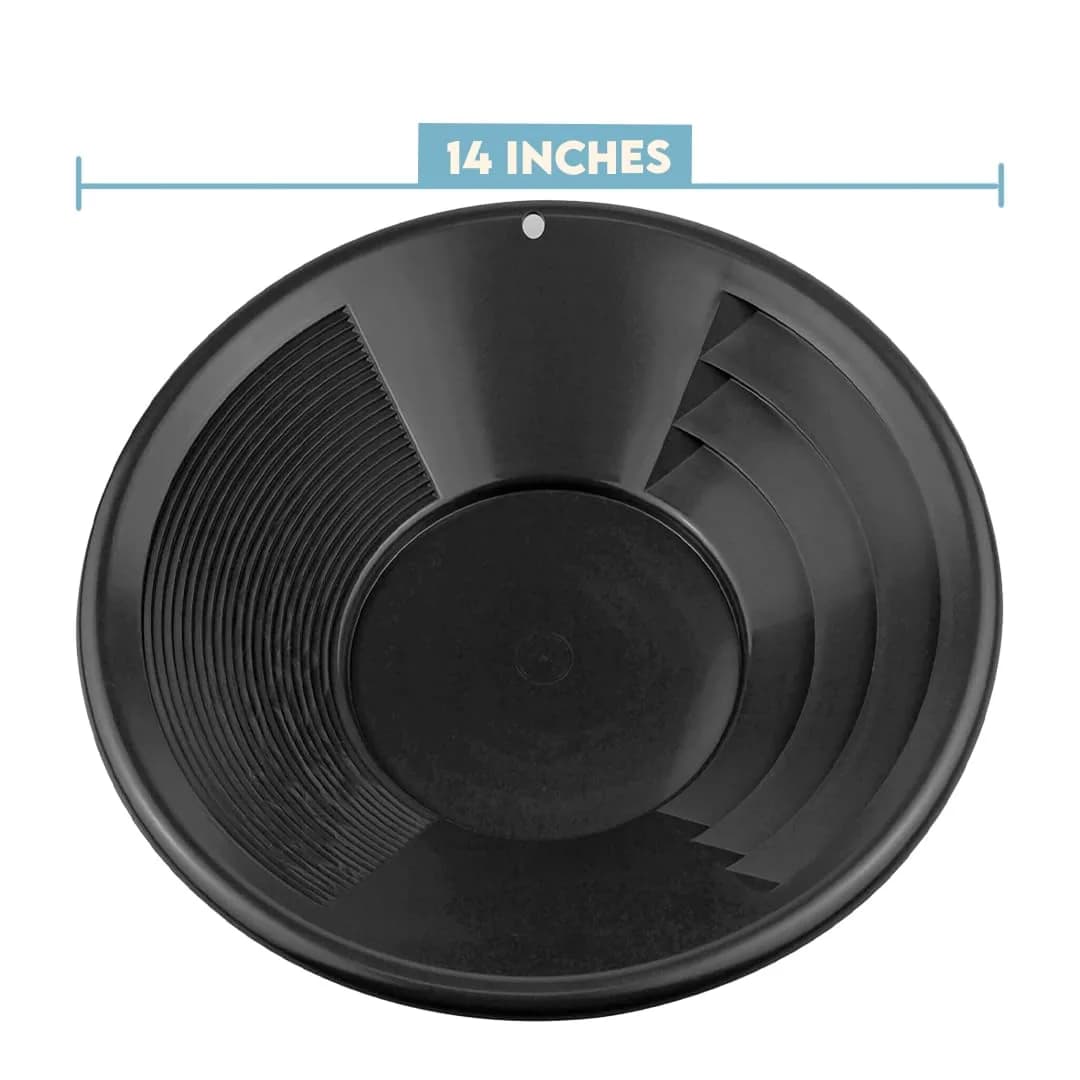 SE 14 Inch Black Plastic Gold Panning Pan with Dual Riffles | Lightweight & Durable - view 4