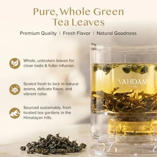 VAHDAM Himalayan Pearls Green Tea Loose Leaf 3.53oz | Premium Indian Green Tea, High Caffeine, Single Origin thumbnail 2