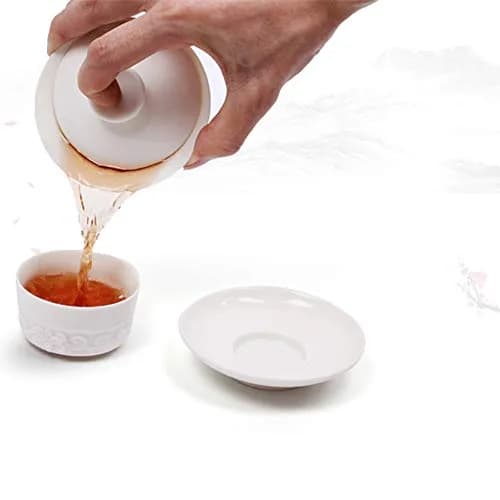 Mozentea Gaiwan Chinese Traditional Ceramic Gai Wan Cup for Gongfu Tea Brewing White | Elegant Tea Ceremony Accessory thumbnail 3
