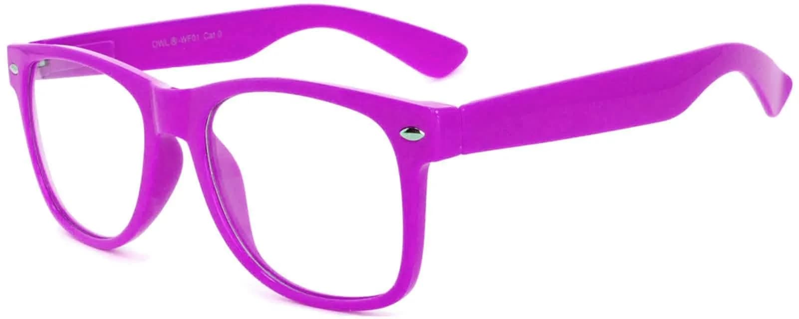 OWL Clear Lens Vintage Sunglasses 55mm UV400 Retro Purple Frame for Women & Men — Clear Lens / Purple