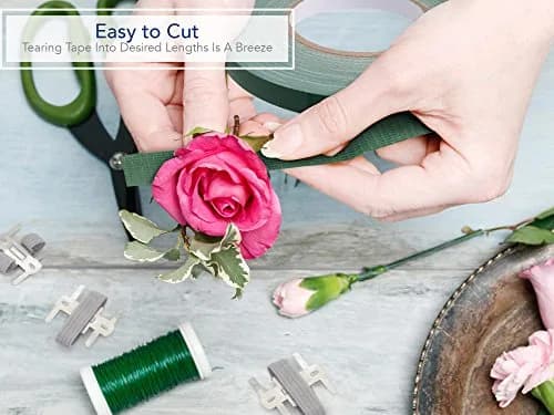 Royal Imports Green Floral Tape Waterproof 0.5" Wide x 60 Yards | Durable Waterproof Floral Tape for Water Arrangements thumbnail 4