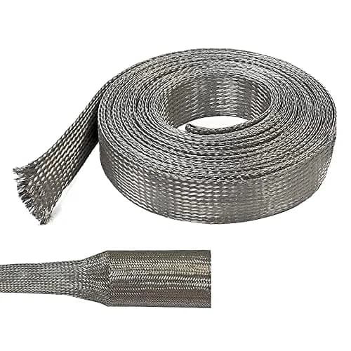Electriduct 1/8" Tinned Copper Metal Braid Sleeving 50 Feet | Flexible EMI RFI Shielding Wire Mesh thumbnail 1