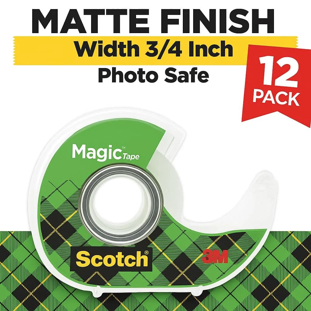 Scotch Magic Tape Value Pack with Dispensers, 12 Rolls (3/4 in x 350 in each) | Invisible Matte Finish Adhesive Tape - view 2