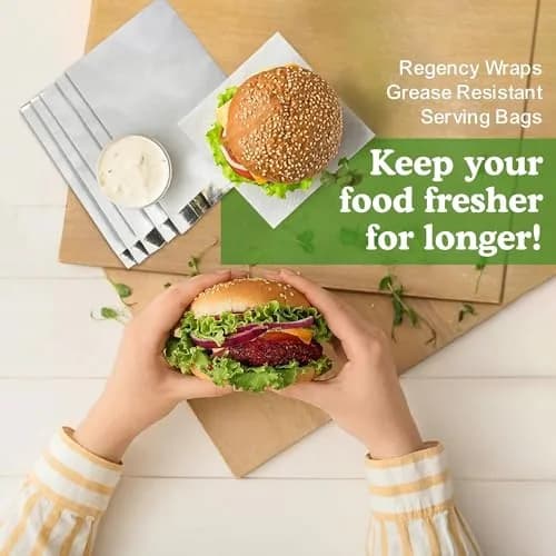 Regency Wraps Grease Resistant Snack Bags, Foil Lined Burger Bags 25 Pack | Keep Food Warm and Fresh thumbnail 6