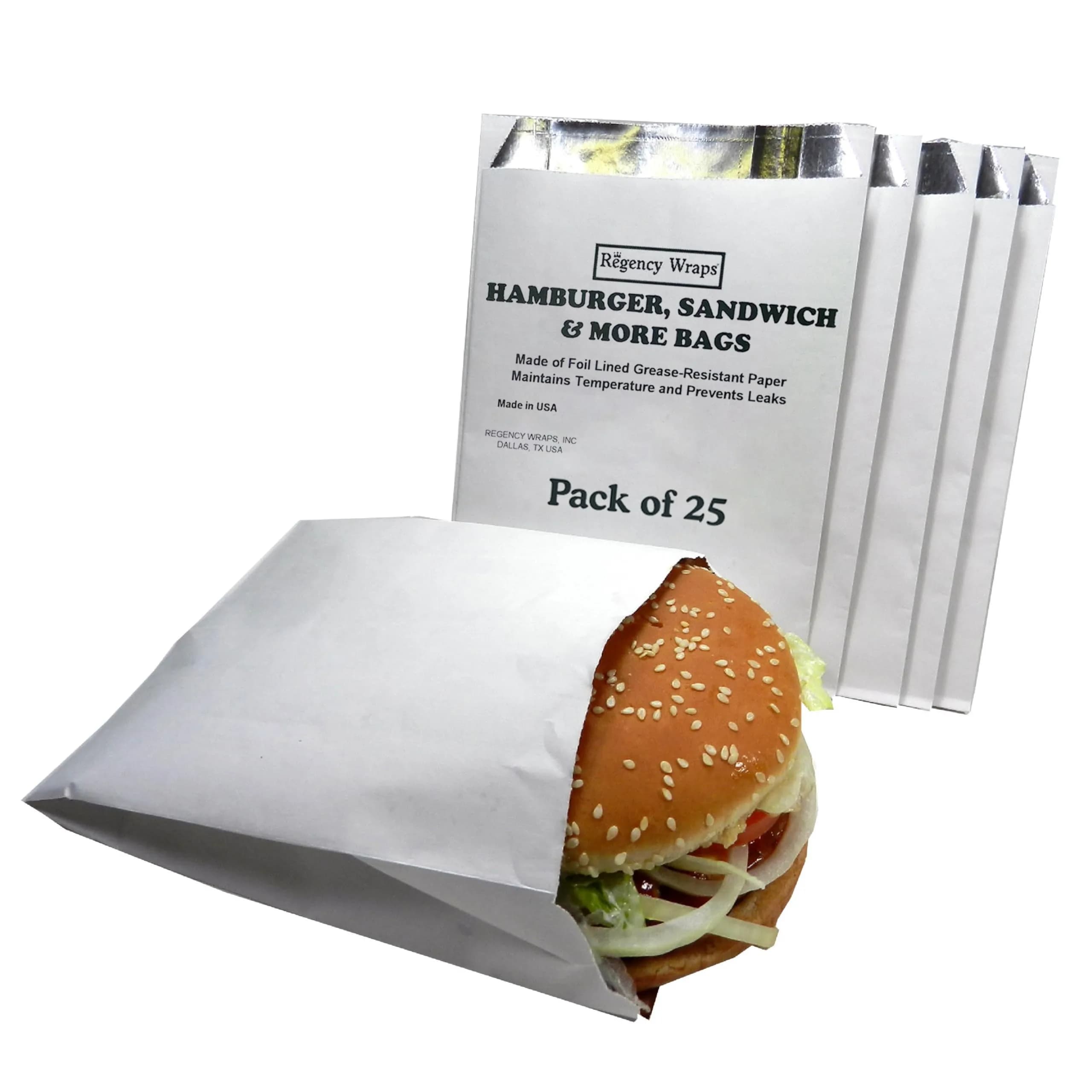 Regency Wraps Grease Resistant French Fry Bags 4.5 x 3.5 Inch Pack of 50 | Keep Hands Clean at Parties — Hamburger Bag