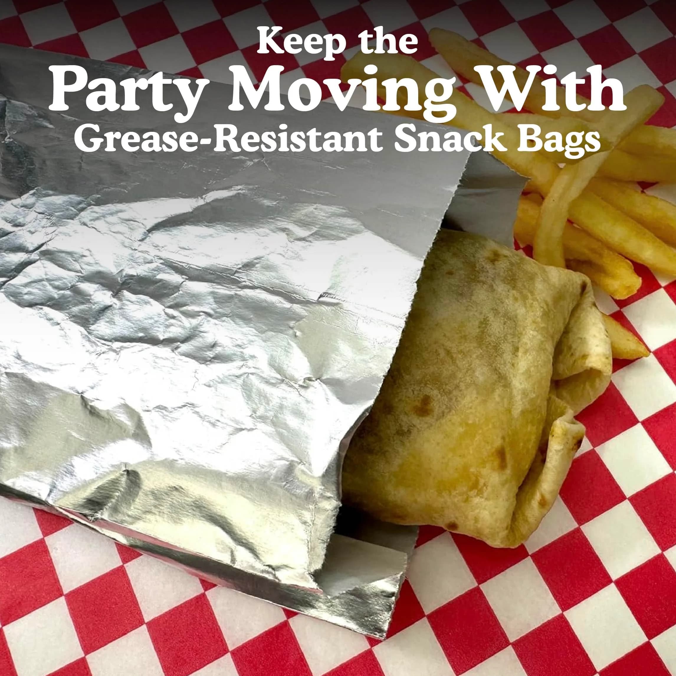 Regency Wraps Grease Resistant Snack Bags, Foil Lined Burger Bags, 25 Count | Insulated for Hot & Cold Food - view 5