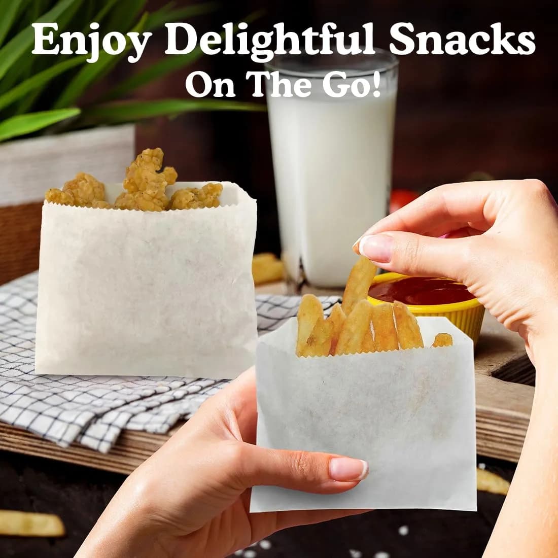 Regency Wraps Grease Resistant French Fry Bags 4.5 x 3.5 Inch Pack of 50 | Keep Hands Clean at Parties - view 3