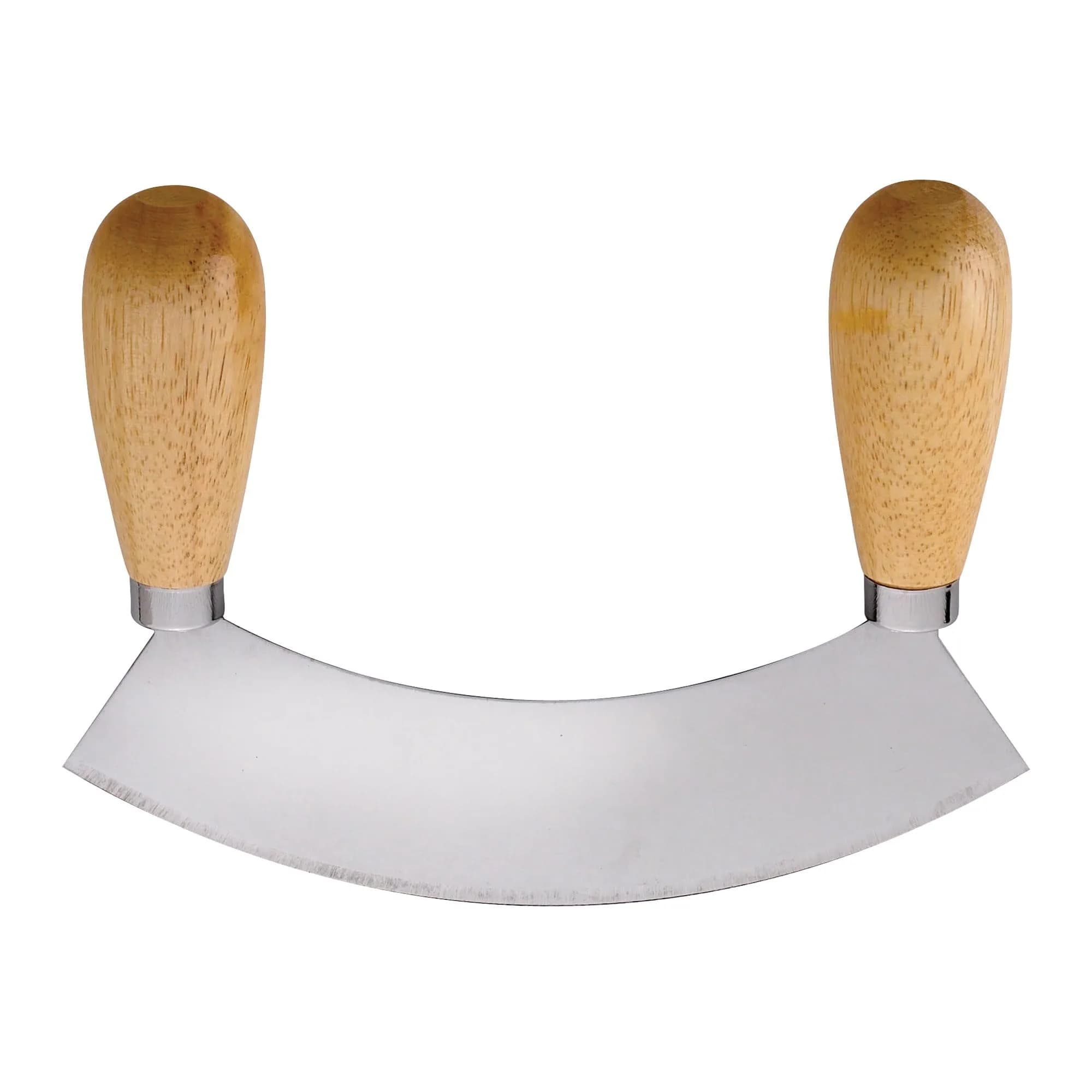 HIC Kitchen Mezzaluna Rocking Chopper & Mincing Knife 6.75 Inch | Stainless Steel & Rubberwood for Herbs Vegetables Nuts - main product image