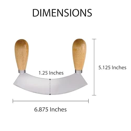 HIC Kitchen Mezzaluna Rocking Chopper & Mincing Knife 6.75 Inch | Stainless Steel & Rubberwood for Herbs Vegetables Nuts thumbnail 7