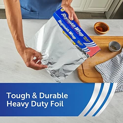 Reynolds Heavy Duty Aluminum Foil Roll 12 Inch Wide, 130 Sq Ft | Strong & Durable for Grilling & Cooking thumbnail 5
