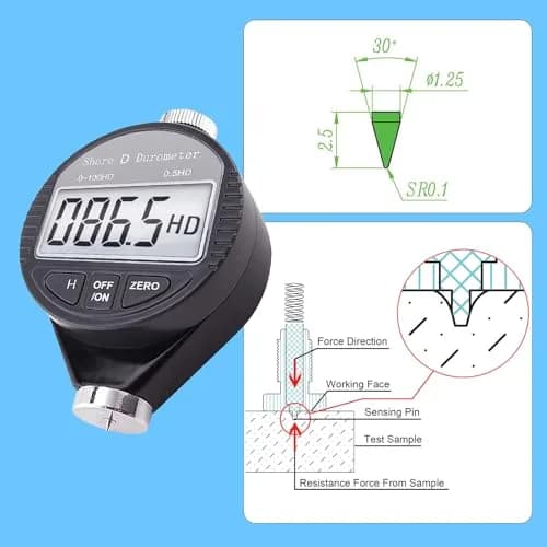 Gain Express Shore D Hardness Tester 87mm x 56mm x 25mm | Precise Digital Durometer for Rubber & Plastics thumbnail 5