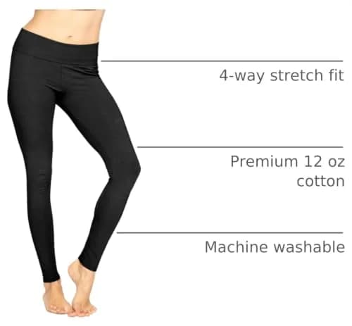 STRETCH IS COMFORT Women's Cotton Full Length Leggings Black | Breathable, Flexible & All-Day Comfort thumbnail 4