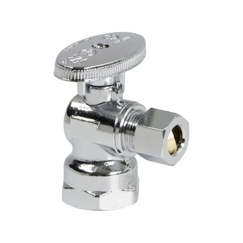Midline Valve 1/2" FIP x 3/8" OD Compression Quarter Turn Angle Stop Valve | Chrome Plated Brass, NSF/ANSI 61/372 Certified thumbnail 1