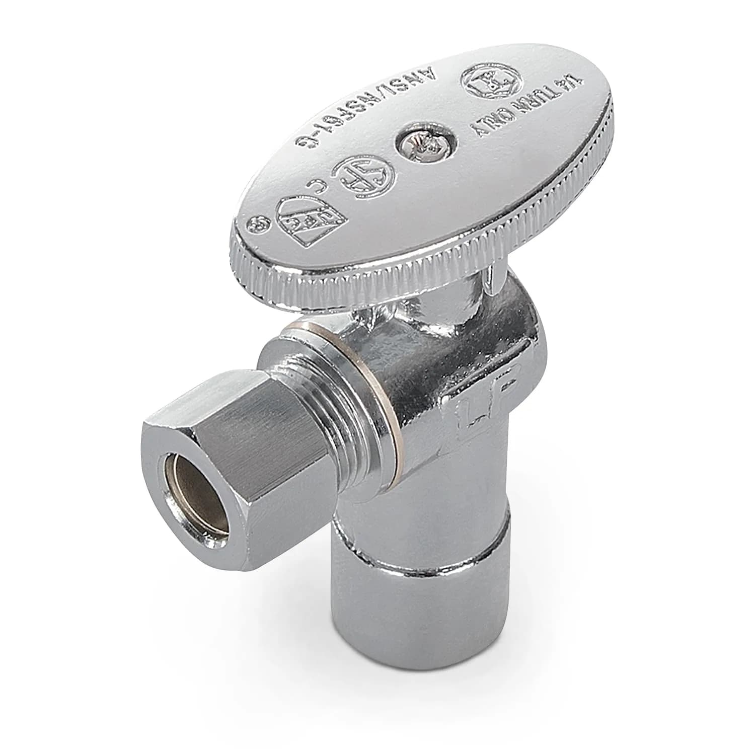 Midline Valve 1/2" FIP x 3/8" OD Compression Quarter Turn Angle Stop Valve | Chrome Plated Brass, NSF/ANSI 61/372 Certified — 1/2" Sweat x 3/8" OD Compression