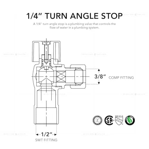 Midline Valve 81212QS-OM 1/2 in. Sweat x 3/8 in. O.D. COMP Angle Shut-off Valve | NSF Certified Lead-Free Brass thumbnail 3