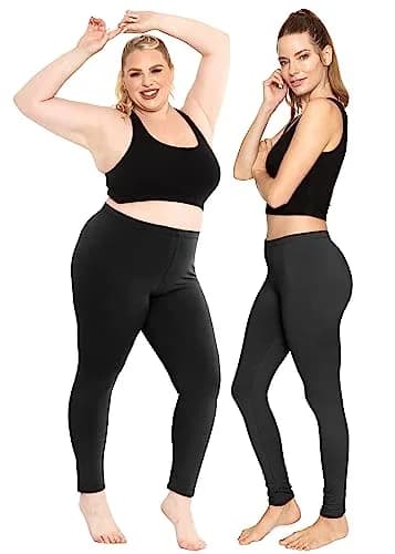 STRETCH IS COMFORT Women's Oh So Soft Full Length Leggings Black Small | Mid-Rise, 95% Polyester, Comfortable Fit thumbnail 2