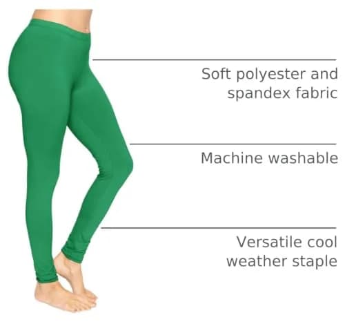 STRETCH IS COMFORT Women’s Full Length Leggings Kelly Green Large | Mid-Rise, 95% Polyester, Comfortable Fit thumbnail 4