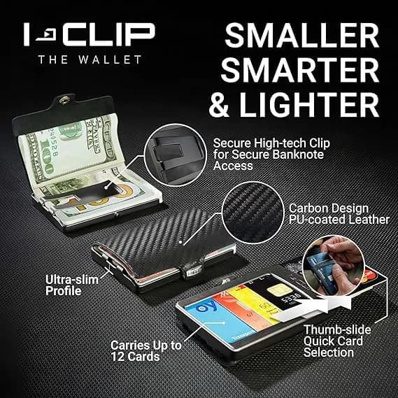 I-CLIP Premium Leather Slim Wallet with Money Clip & Card Holder - 9cm (3.5in) - Nutshell thumbnail 2