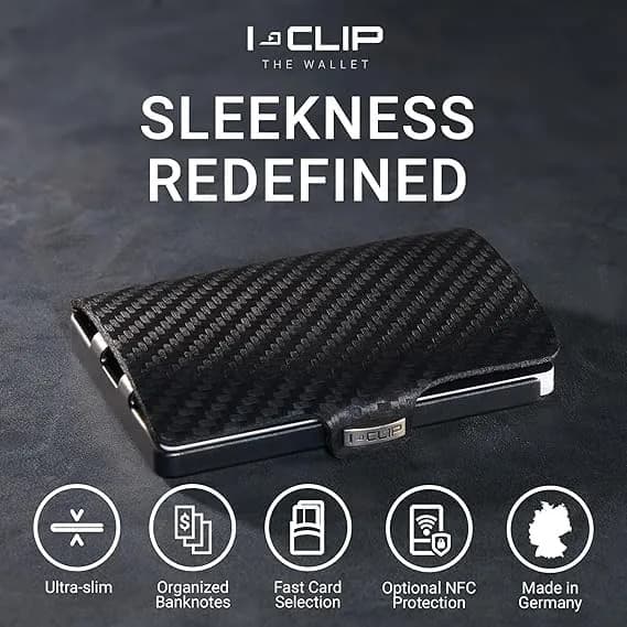 I-CLIP Premium Leather Slim Wallet with Money Clip & Card Holder - 9cm (3.5in) - Nutshell thumbnail 3