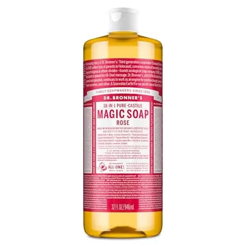 Dr. Bronner's Rose Pure-Castile Liquid Soap 946ml (32 Fl Oz) | Gentle, Organic, Multi-Use Cleanser thumbnail 1
