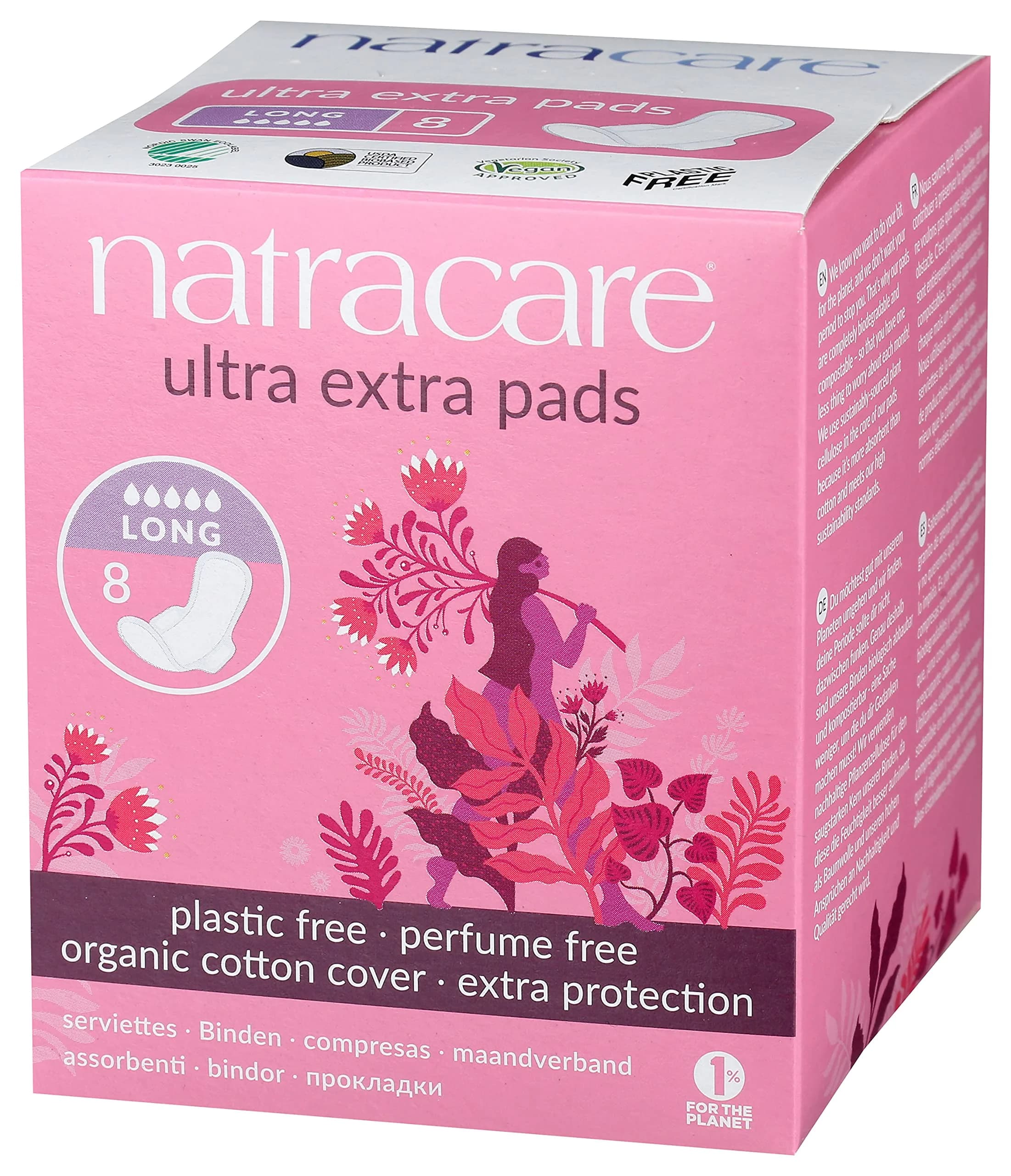 Natracare Ultra Extra Pads with Wings, Long, 8 Count | Dermatologist Tested & Hypoallergenic - view 4