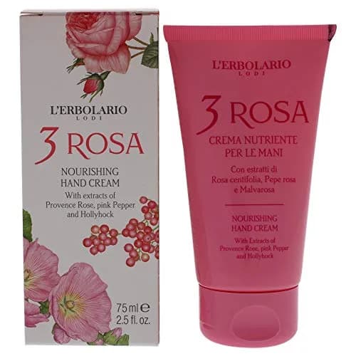 L'Erbolario 3 Rosa Nourishing Hand Cream 2.5 oz | Moisturizes & Soothes Dry Hands thumbnail 1