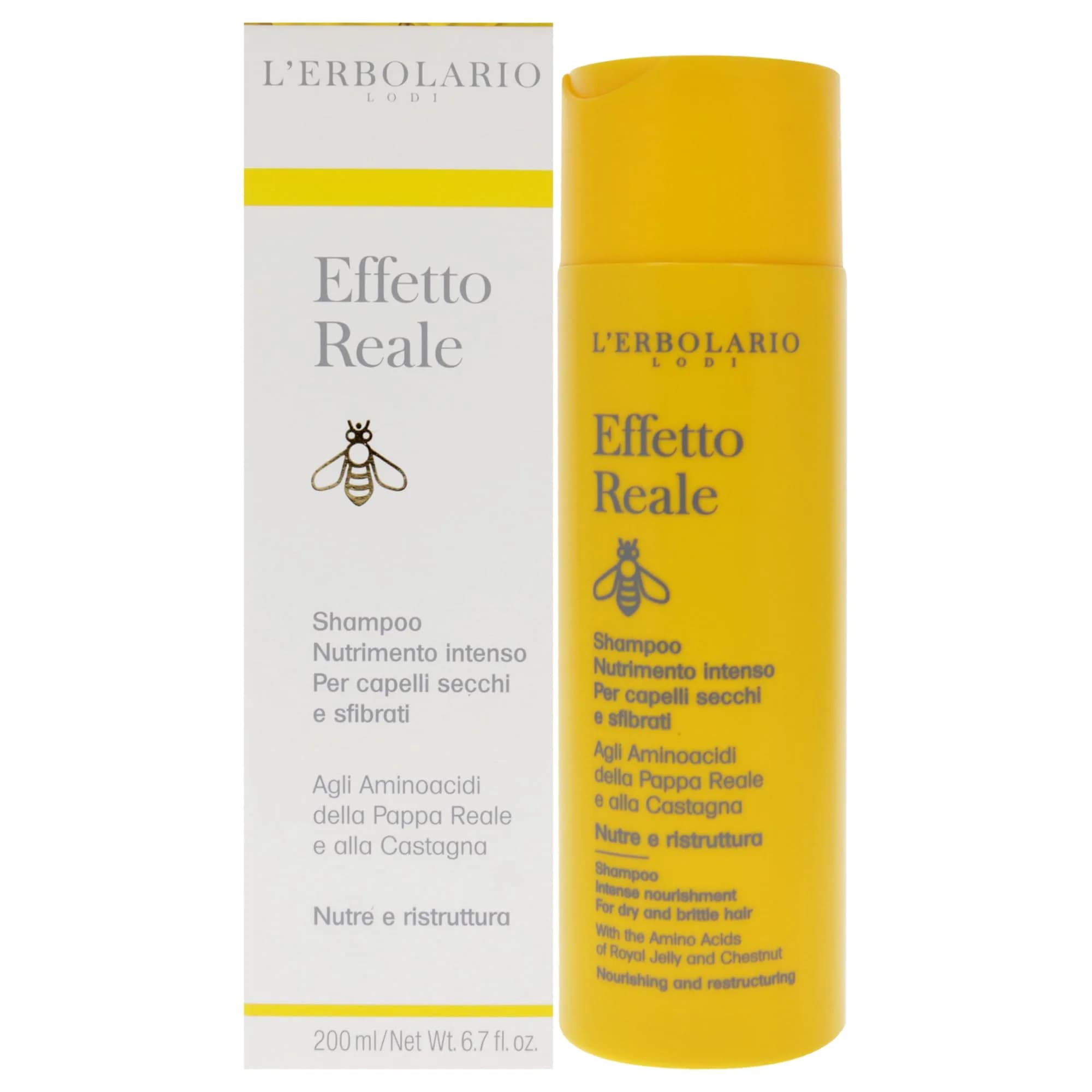 L'Erbolario Effetto Reale Intense Nourishment Shampoo – Clarifying for Dry & Brittle Hair – Unisex, 6.7 oz | Deep Nourishing & Hydrating — 6.7 Fl Oz