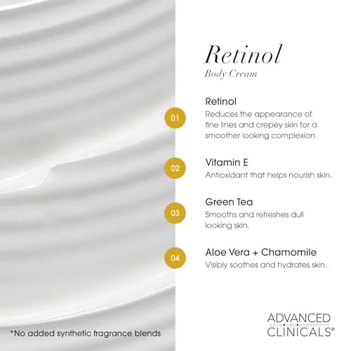 Advanced Clinicals Retinol Body Lotion & Face Moisturizer 1000ml (32 Fl Oz) | Targets Fine Lines & Wrinkles thumbnail 4