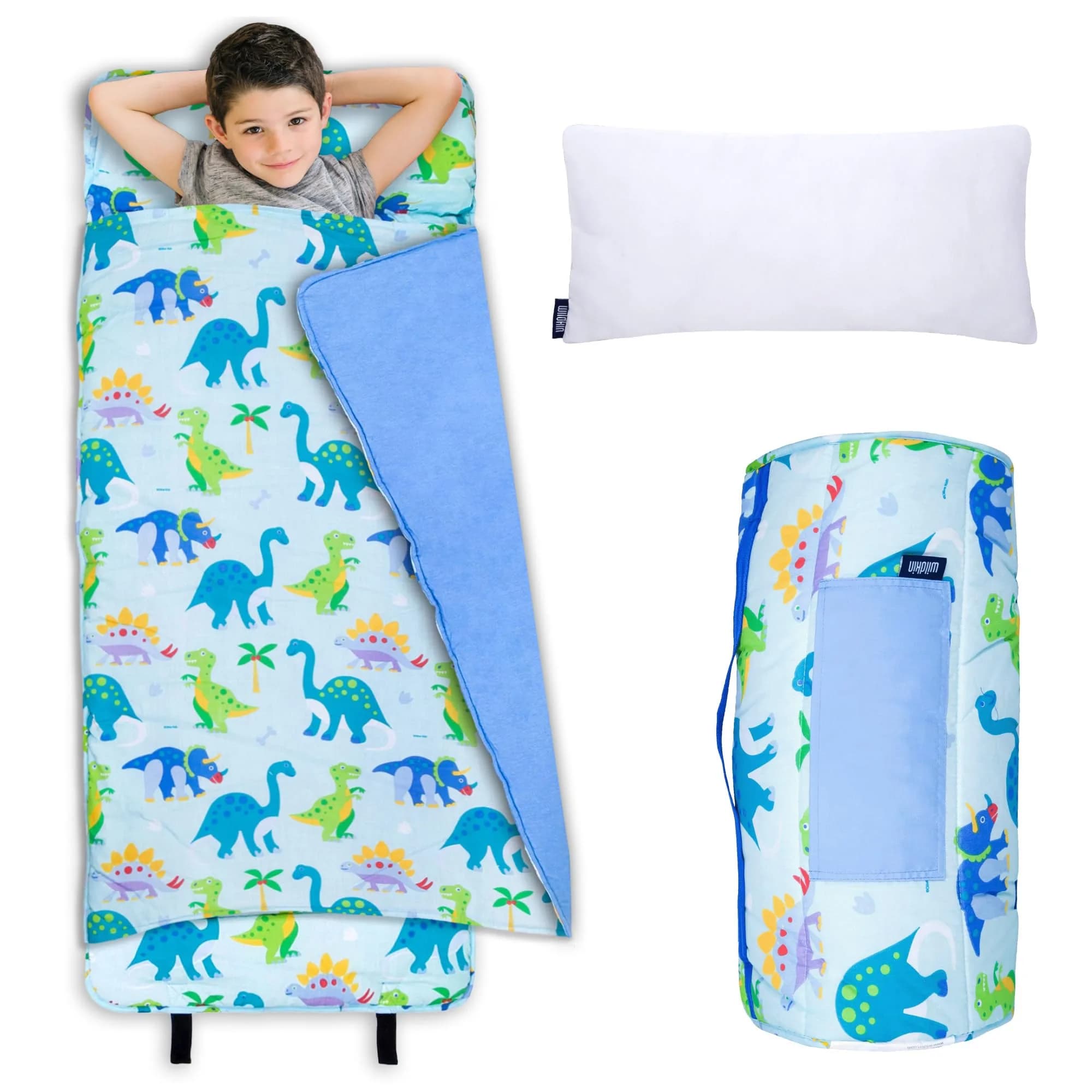 Wildkin Nap Mat with Pillow and Blanket | Preschool Rest Mat, Dinosaur Land, All-in-One Compact Roll