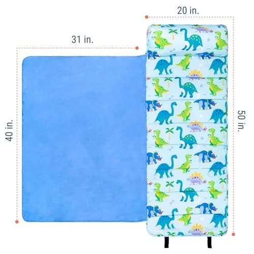 Wildkin Nap Mat with Pillow and Blanket | Preschool Rest Mat, Dinosaur Land, All-in-One Compact Roll thumbnail 5