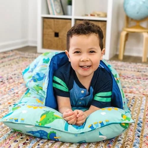 Wildkin Nap Mat with Pillow and Blanket | Preschool Rest Mat, Dinosaur Land, All-in-One Compact Roll thumbnail 2