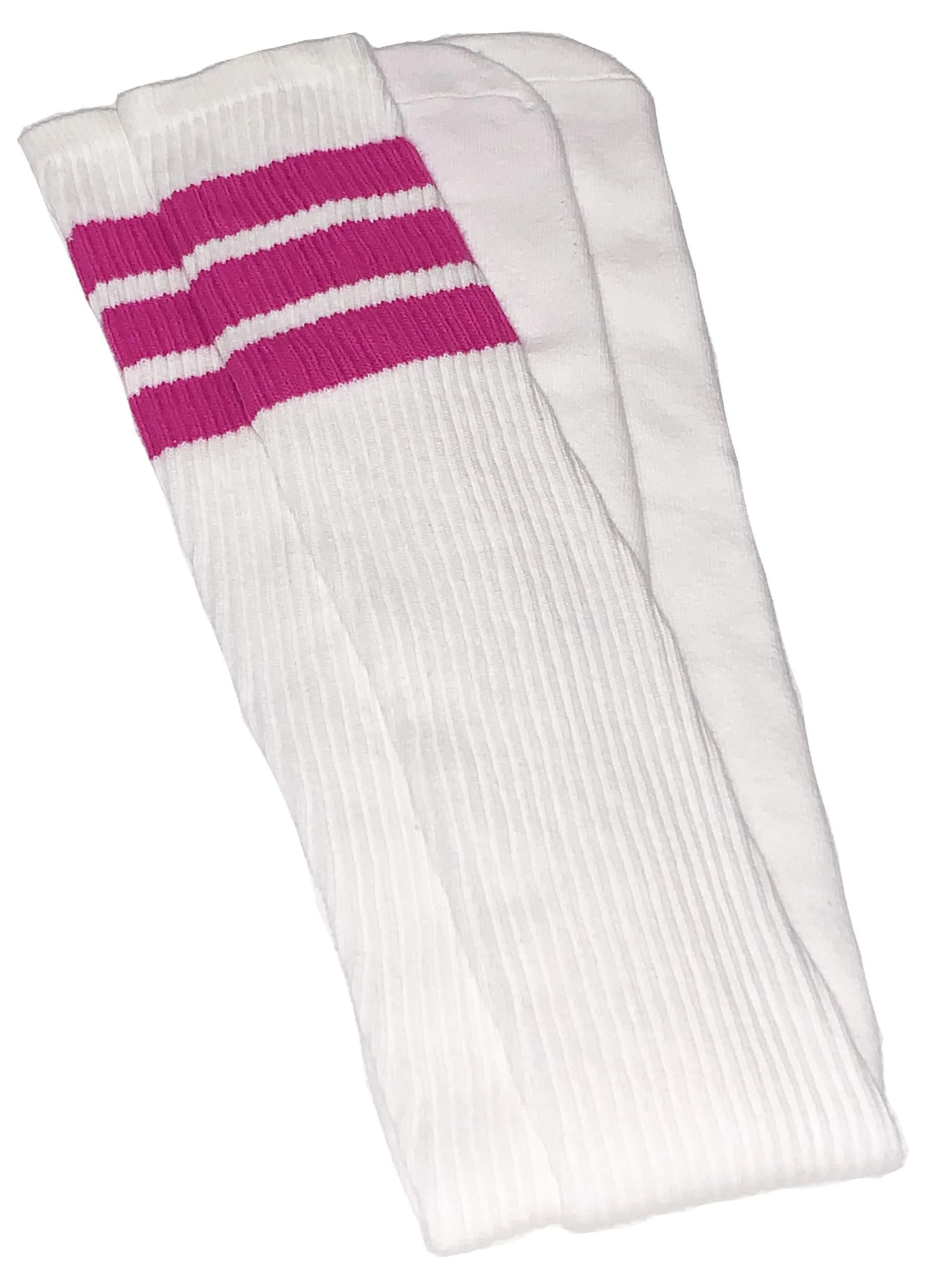 SKATERSOCKS 35" Thigh High Socks with Pink Stripes | Comfortable Athletic Fit