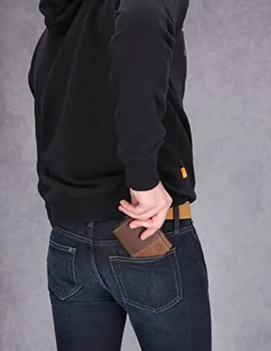 Timberland Men's Genuine Leather Trifold Wallet With ID Window, Brown/Tan, 11.4cm x 8.9cm (4.5in x 3.5in) | RFID Blocking ID Holder thumbnail 6