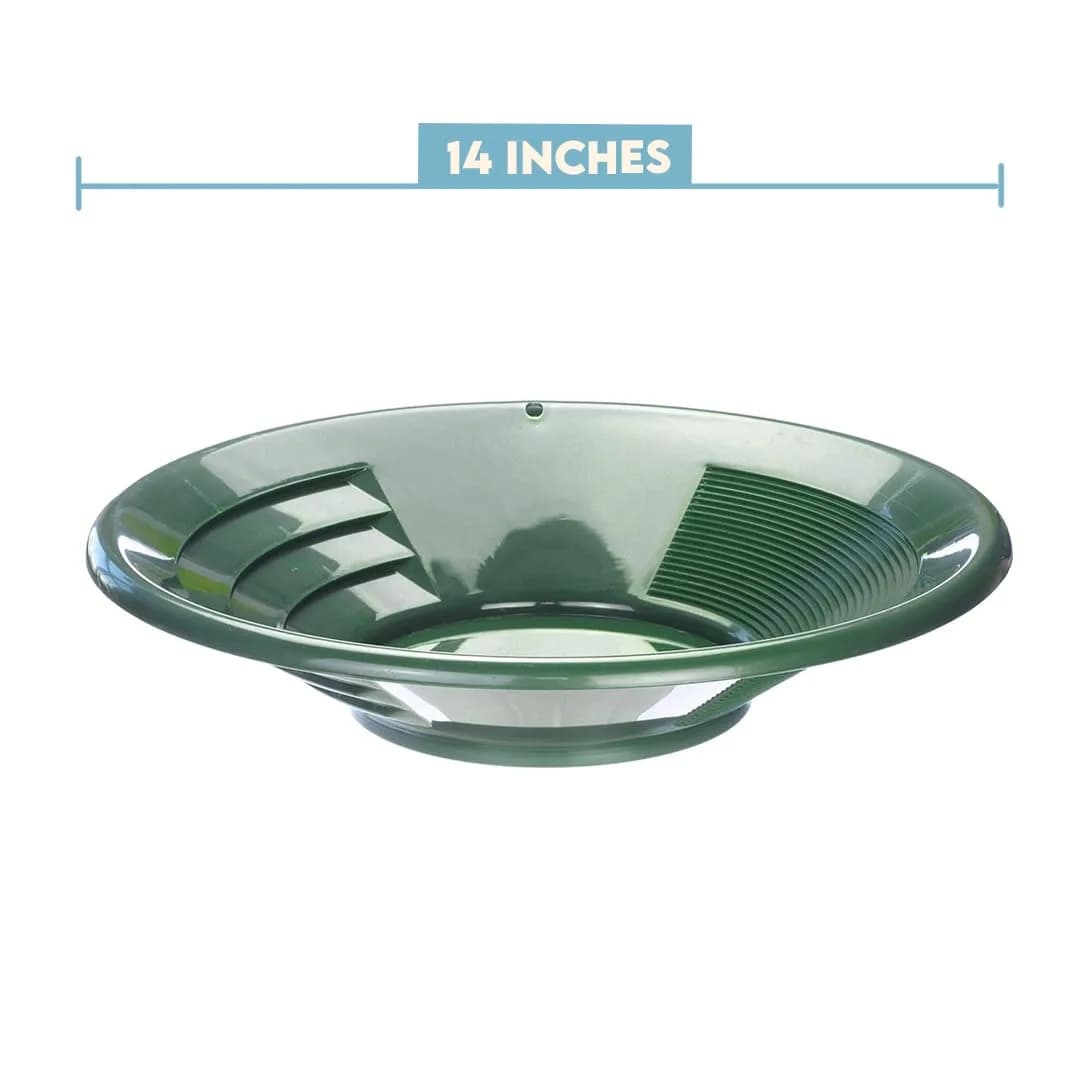 SE 14” Green Plastic Gold Pan with Dual Riffles | Lightweight Prospecting Tool thumbnail 3