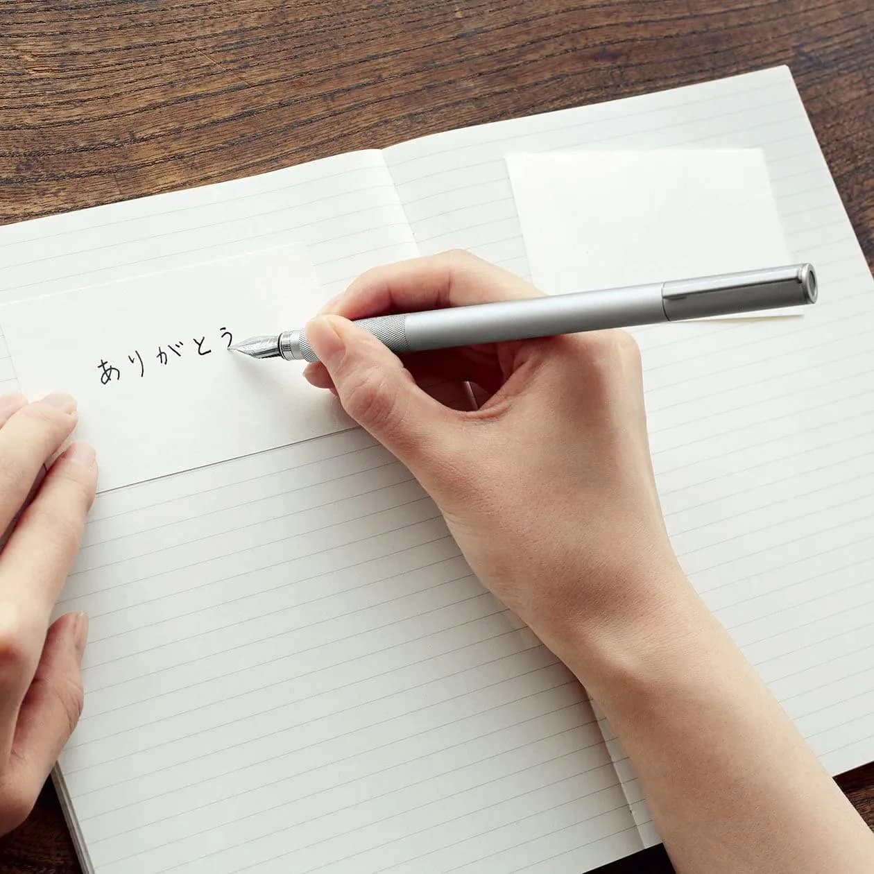 MUJI Aluminum Fountain Pen Black Ink | Smooth Writing Instrument - view 4