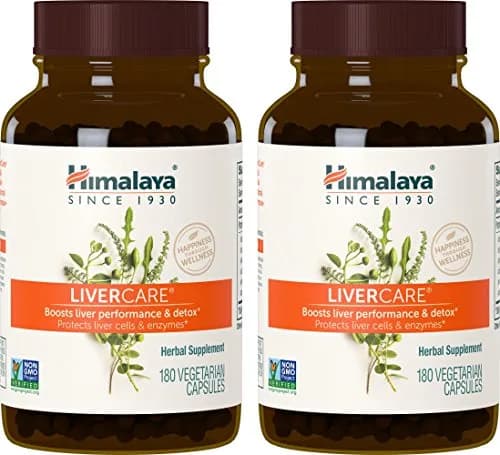Himalaya LiverCare Herbal Supplement 360 Capsules (180 Each, 2 Pack) | Supports Liver Detox & Function — Unflavoured