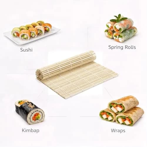 BS Bamboo Sushi Rolling Mat 22.8cm x 23.8cm (9" x 9.375") | Authentic USA Import thumbnail 4