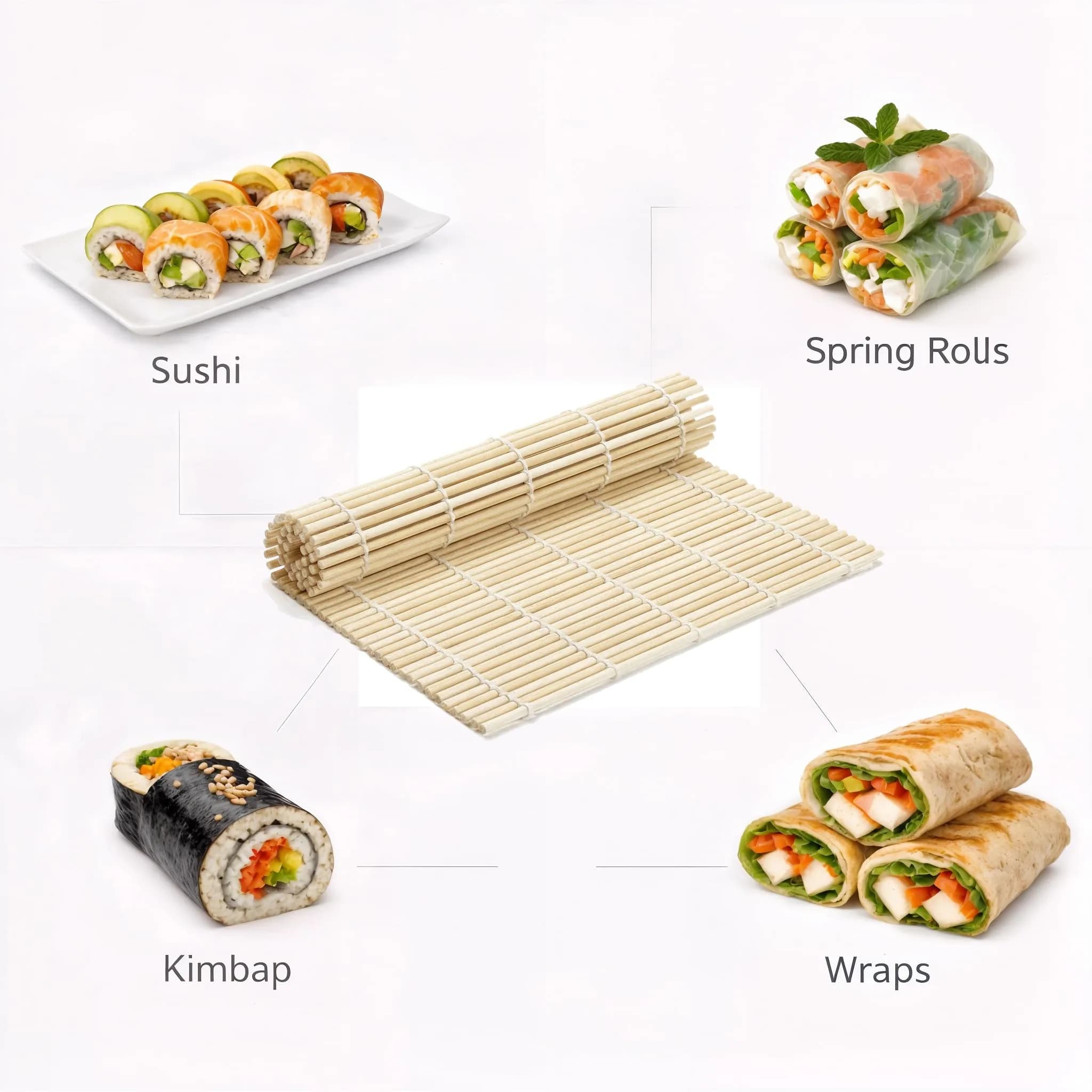 BS Bamboo Sushi Rolling Mat 22.8cm x 23.8cm (9" x 9.375") | Authentic USA Import - view 4